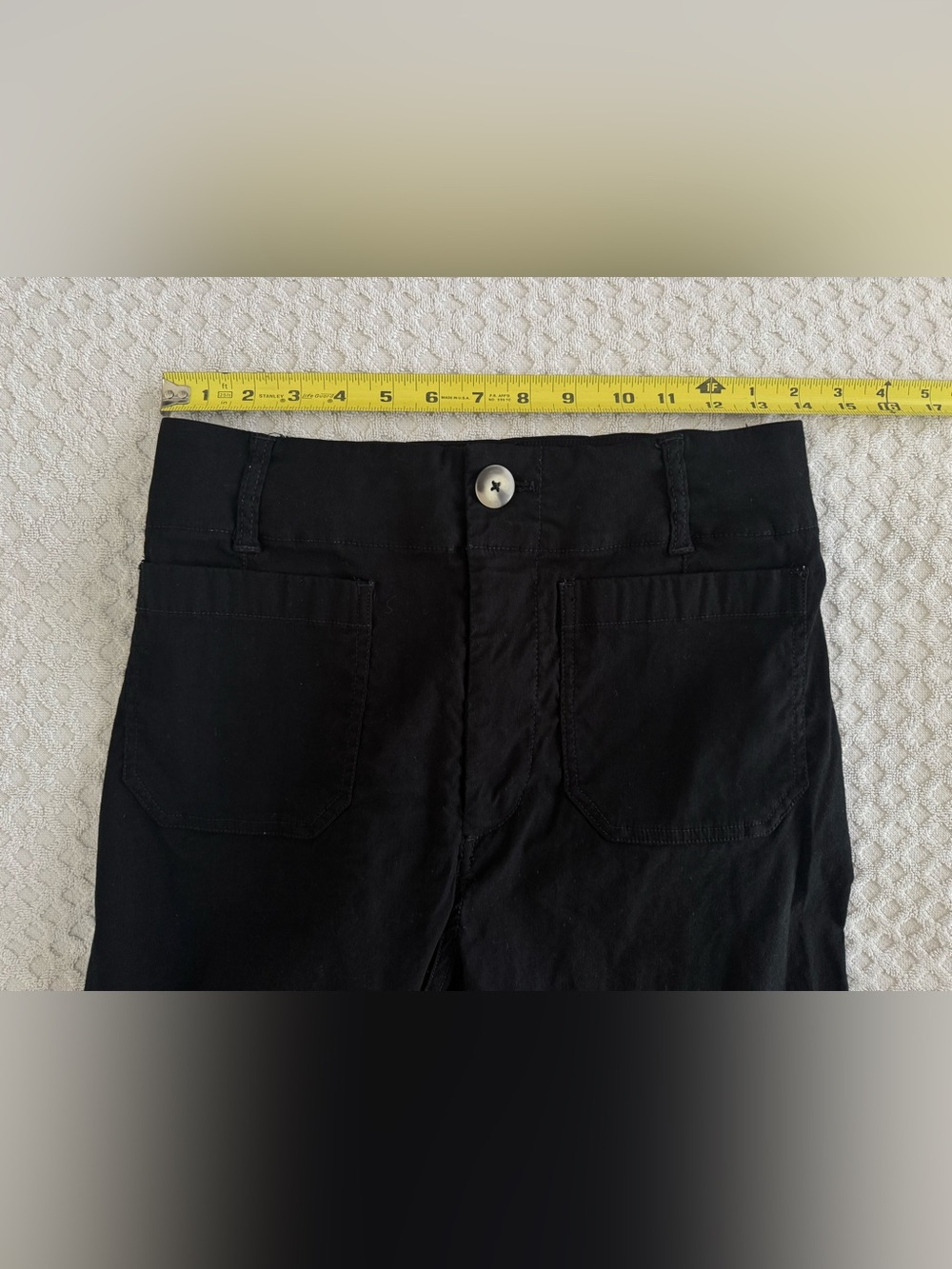 Maeve Anthropologie Colette Cropped Wide Leg Pant Black Magic Fabric Linen 28 - Picture 13 of 14